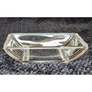 Vintage Pressed Glass Rectangular Dish – Clear Glass Trinket, Mid-Century